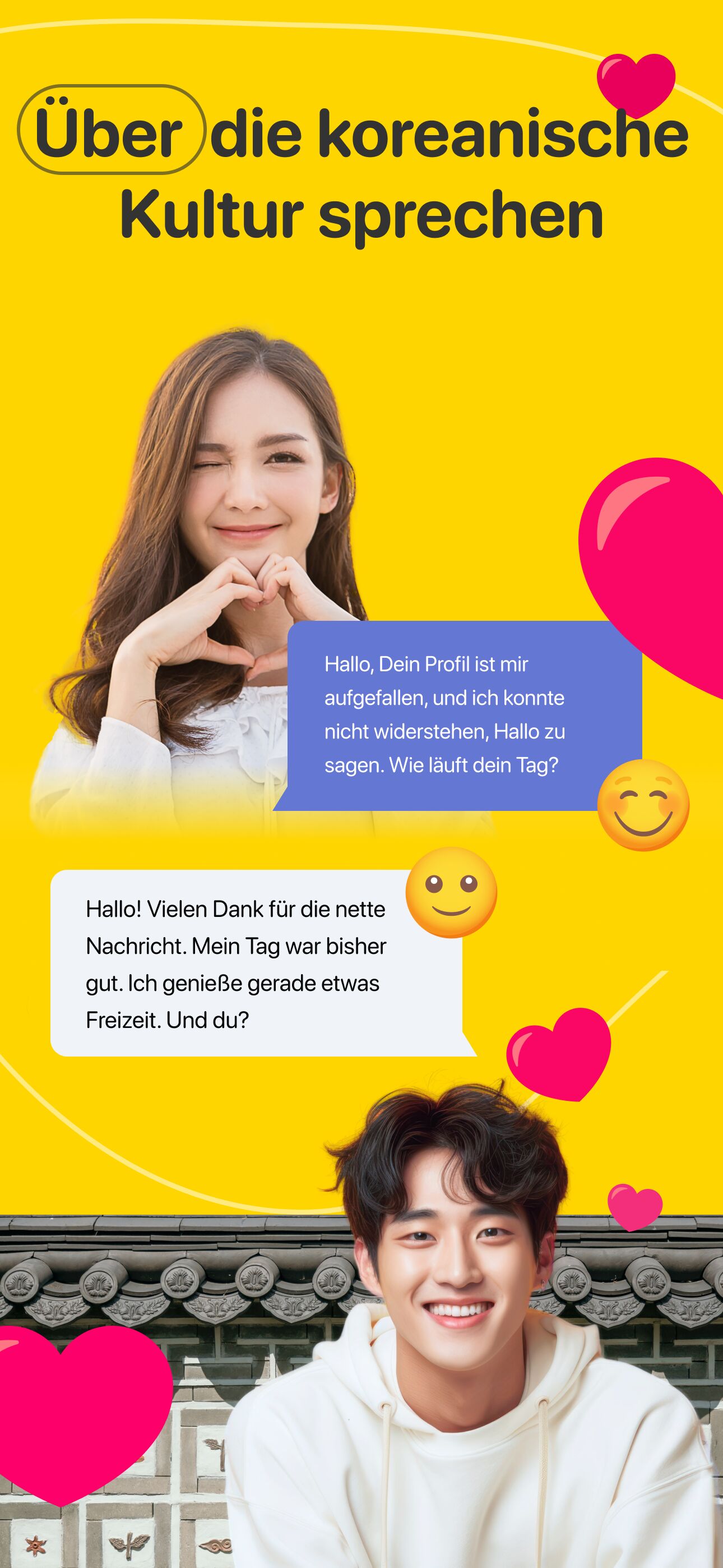 Chat-Bildschirm über koreanische Kultur