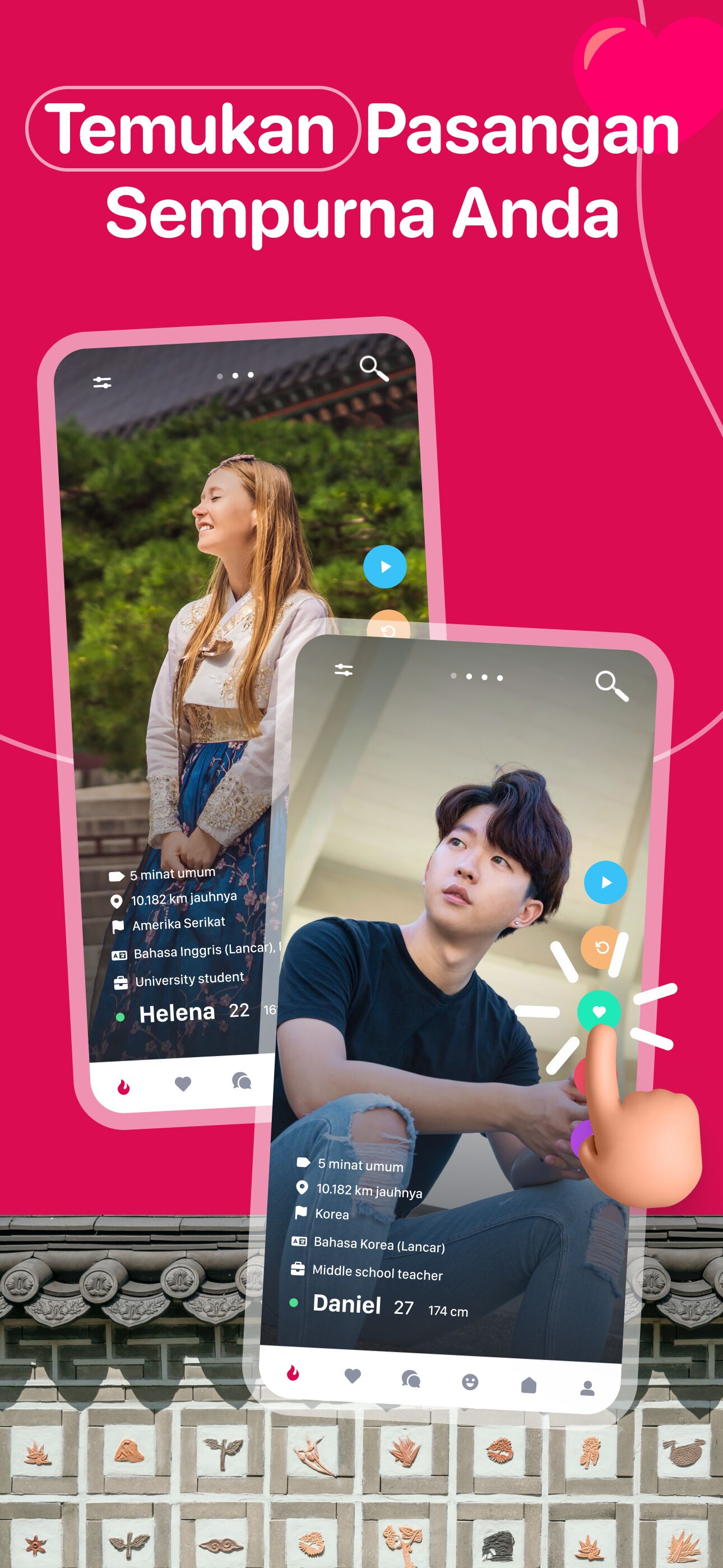 Layar eksplorasi untuk menemukan pasangan