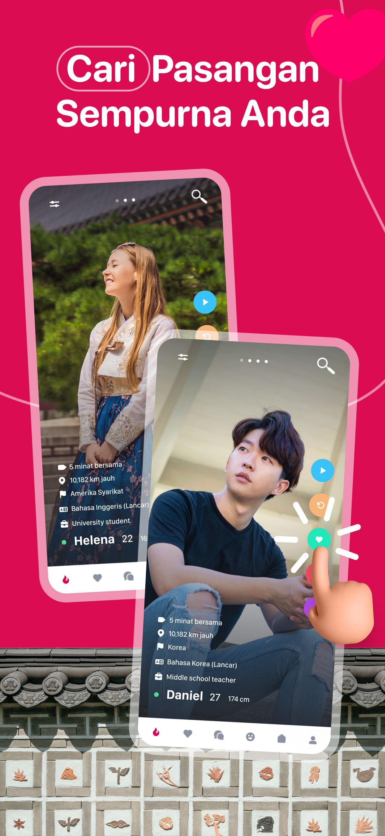 Skrin penerokaan untuk mencari pasangan